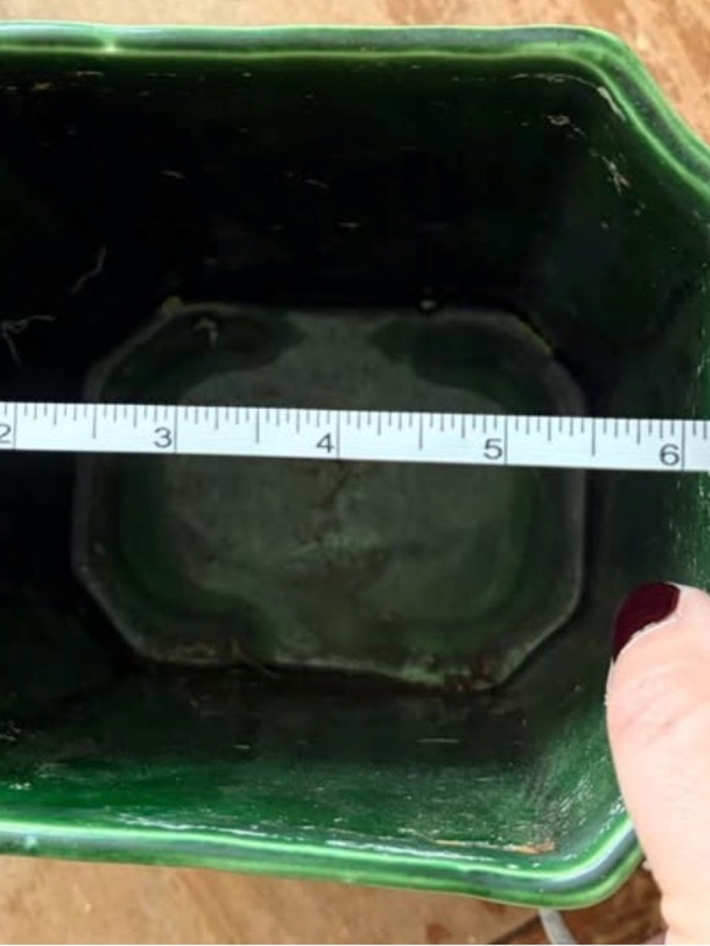 Vintage Green Ceramic Planter / Cache Pot - Picture 5 of 6